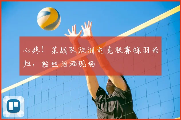心疼！某战队欧洲电竞联赛铩羽而归，粉丝泪洒现场